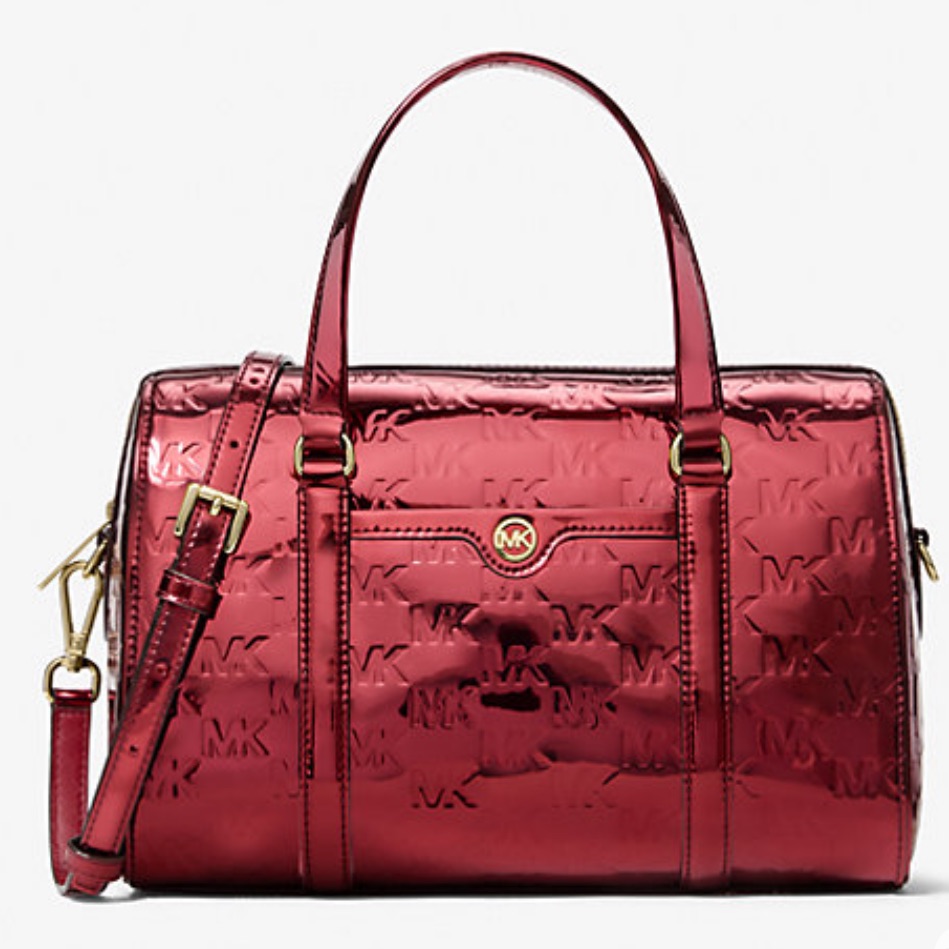 Michael Kors Jet Set Red Patent Duffel Crossbody Bag